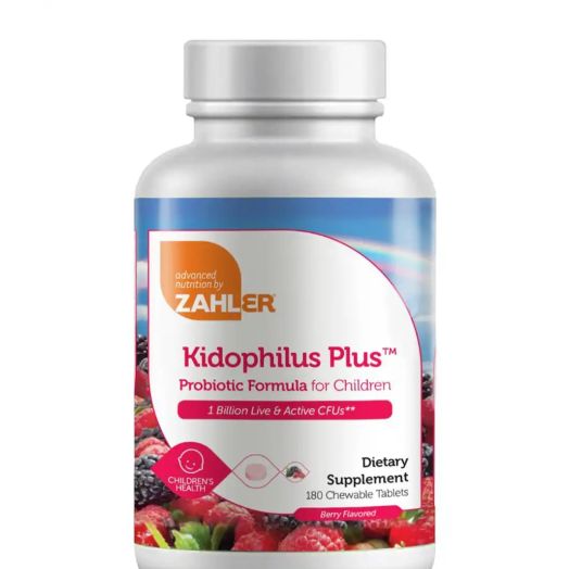 Zahler Kidophilus Plus - 1 Billion CFU, Natural Cherry Flavor - 180 Chewable Tablets