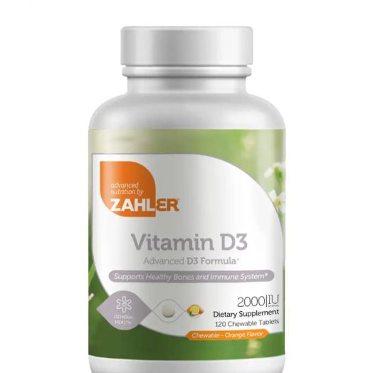 Zahler Vitamin D3 2000 IU, Orange Flavor - 120 Chewable Tablets