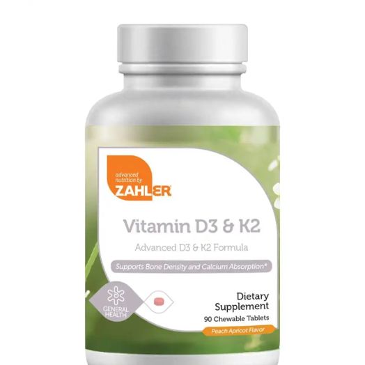 Zahler Vitamin D3 & K2, Peach Apricot Flavor - 90 Chewable Tablets