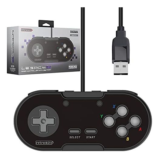 Retro-Bit Legacy 16 Wired USB Controller - Features Home, SS & ZL/ZR Buttons - for Switch, PC, MacOS, RetroPie, Raspberry Pi - Onyx
