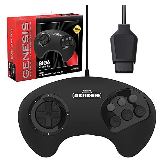 Retro-Bit BIG6 Controller Pad for SEGA Genesis - Original Port - Black
