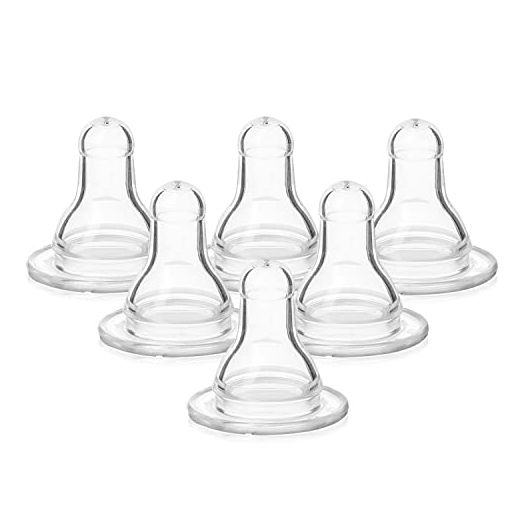 Evenflo Feeding Classic BPA-Free Silicone Fast Flow Nipples - 8 Months+, 6 Pack,Clear