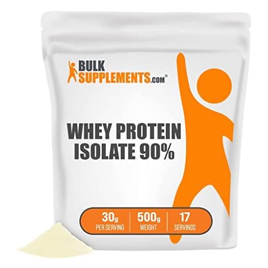 BulkSupplements.com Whey Protein Isolate 90% - Protein Supplement - Whey Isolate Protein Powder - ISO Protein Powder - Whey Protein Powder - Whey Protein Powder Unflavored (500 Grams - 1.1 lbs)