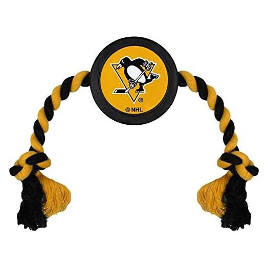 Pets First NHL Pittsburgh Penguins Puck Toy for Dogs & Cats. Play Hockey with Your Pet with This Licensed Dog Tough Toy Reward!