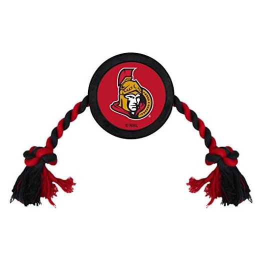 NHL Ottowa Senators Puck Toy for Dogs & Cats. Play Hockey with Your Pet with This Licensed Dog Tough Toy Reward!