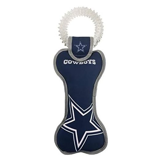 Pets First NFL Dallas Cowboys Dental Dog TUG Toy with Squeaker. Tough PET Toy for Healthy Fun, Teething & Cleaning Pet's Teeth & Gum., one size, DAL-3310