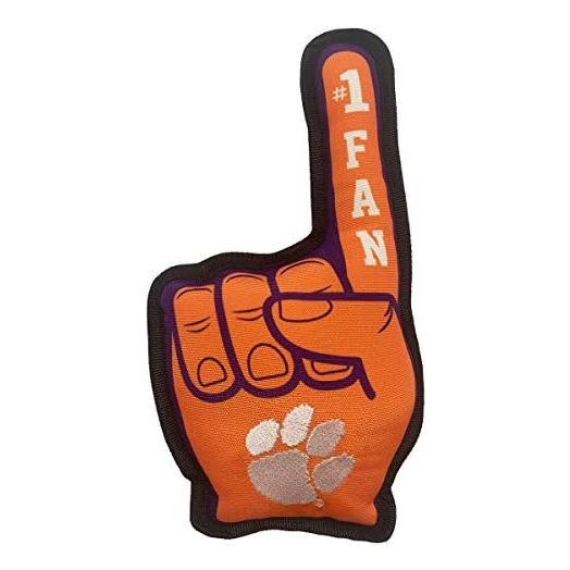 Pets First NCAA Clemson Tigers #1 FAN TOY. Best SPORTS Dog Toy with Double Stitched trim and Tough Nylon material filled with Chewable Polyfil and INNER SQUEAKER