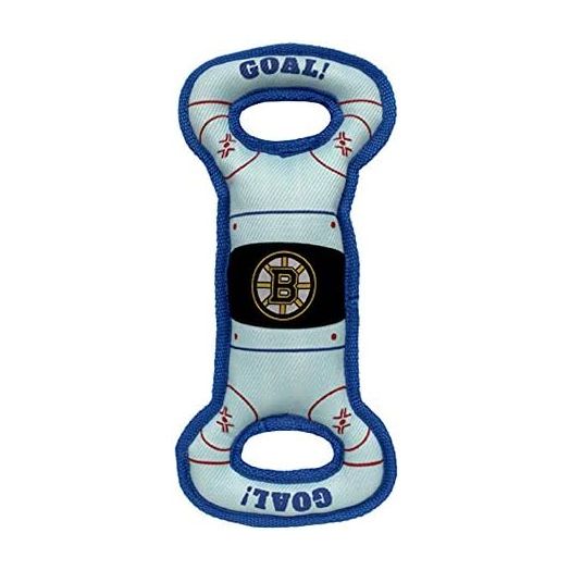 Pets First NHL Boston Bruins Hockey Field Dog Tug Fetch Squeak Chew Toy, team color, one size (BRU-3030)