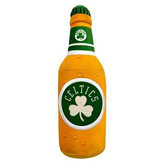 Pets First NBA Boston Celtics BEER BOTTLE PLUSH DOG & CAT SQUEAK TOY - Cutest STADIUM SODA BOTTLE SNACK Plush Toy for DOGS & CATS with INNER SQUEAKER & Beautiful Basketball Team Name/Logo