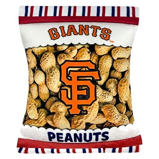 MLB San Francisco Giants Plush Peanuts Snack Toy for Dogs & Cats with Embroidered Team Name & Logo with Inner Squeaker