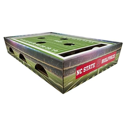 Pets First NCAA North Carolina State Wolfpack Cat Scratcher Box, Game Day Cat Toy, NCAA Football Field Designed Cat Scratcher and Lounge, Stimulating Cat Game