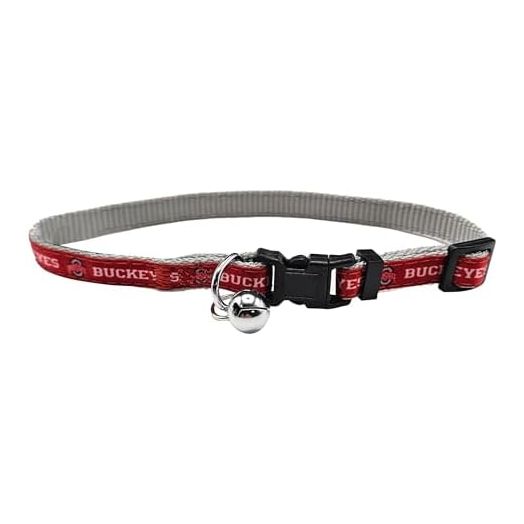 NCAA CAT Collar Ohio State Buckeyes Satin Cat Collar College Sports Team Collar for Dogs & Cats. A Shiny & Colorful Cat Collar with Ringing Bell Pendant