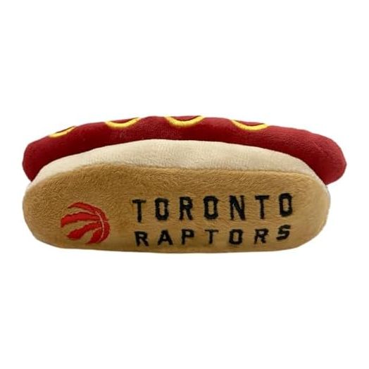 Pets First NBA Toronto Raptors HOT Dog Plush Dog & CAT Squeak Toy - Cutest HOT-Dog Snack Plush Toy for Dogs & Cats with Inner Squeaker & Beautiful Basketball Team Name/Logo