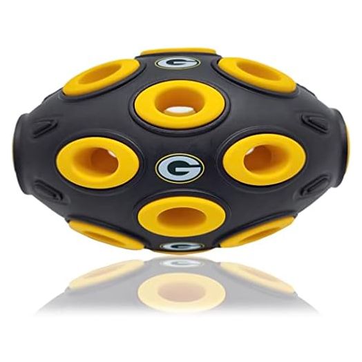 Pets First NFL Green Bay Packers Football Treat Dispensing Toy for Dogs and Cats, Rubber Ball Dog Toy, Interactive Fun Dog Treat Toy, Natural Rubber Dog Feeding Toy