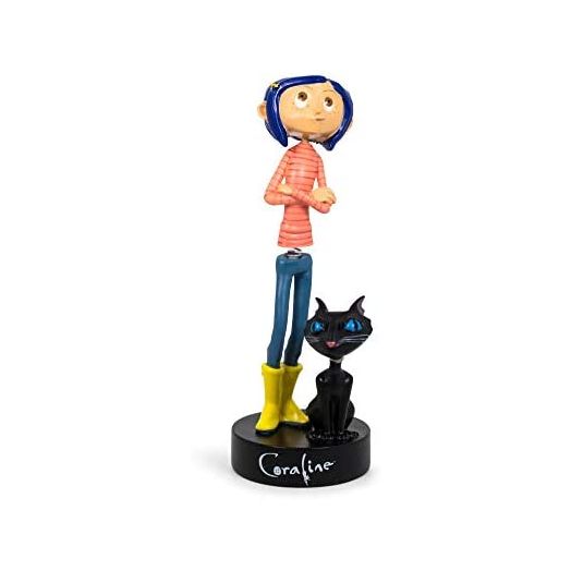 Surreal Entertainment Coraline with Cat PVC Bobble Figure Statue | Collectible Bobblehead Action Figure, Desk Toy Accessories | Novelty Gifts for Home Office Decor | 6.5 Inches Tall