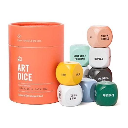 Two Tumbleweeds Art Dice - Drawing & Painting Game for Adults, Artists & Teachers - Set of 9 Dice for Creative Inspiration - Art Supplies for Studio and Classroom - Gift for Artist - 1+ Players