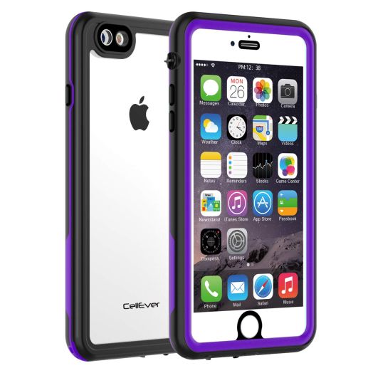 CellEver Waterproof Case for iPhone 6 and iPhone 6s ONLY, Clear Waterproof Case IP68 Certified Shockproof Sandproof Snowproof Full Body Sealed Protective Transparent Cover KZ (Purple)
