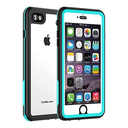 CellEver Waterproof Case for iPhone SE 2020 / iPhone 8 /iPhone 7,4.7-Inch, Clear Waterproof IP68 Certified Shockproof Sandproof Snowproof Full Body Sealed Protective Transparent Cover KZ (Ocean Blue)