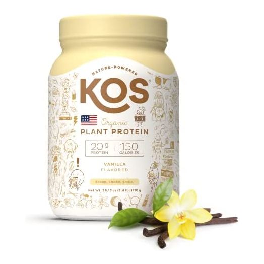 KOS Organic Plant Based Protein Powder, Vanilla, Delicious Vegan Protein Powder, Keto Friendly, Gluten Free