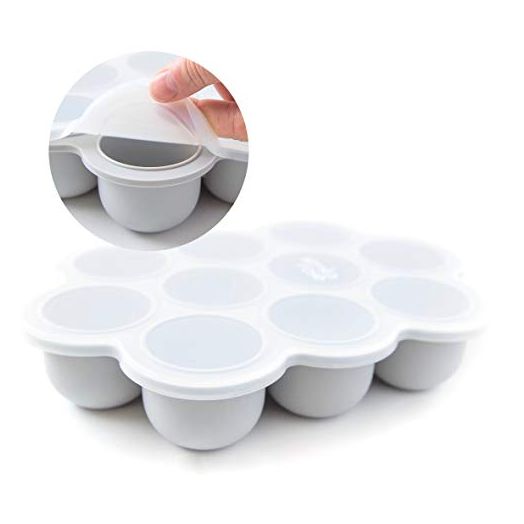 Simka Rose Baby Food Freezer Storage Tray with Clip-On Lid, Perfect for Puree Storage and Homemade Baby Food - BPA Free Silicone, 2.5 Ounce Containers (Grey, 10 Portion)