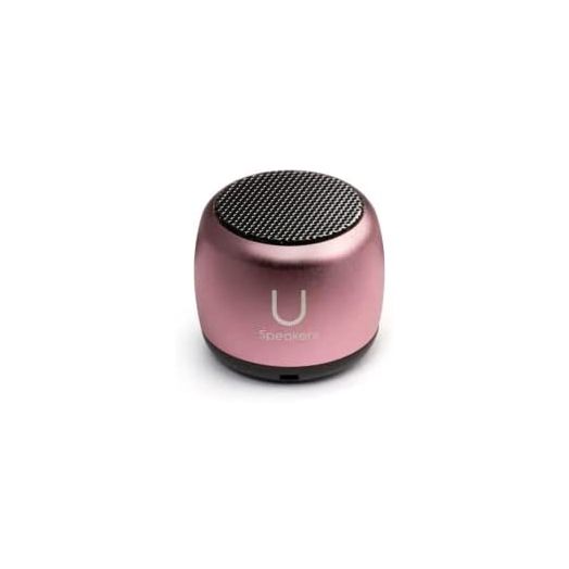 Fashionit U Micro Speaker | Coin-Sized Portable Wireless Bluetooth 5.0 with Built-in Mic & Remote Shutter | Perfect Little Speaker for Home, Parties, Activities! Tiny Device, Rich Sound | Pink