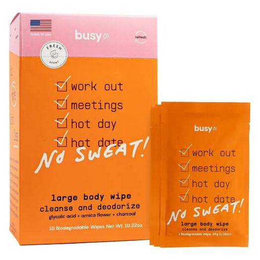 Refresh Line Body Wipes for Women - Cleansing Body Wash Wipes, Armpit Wipes & Body Wipes w/ Fresh Citrus Scent - Zero-Waste Gym Wipes & Cleansing Wipes - No Rinse Bathing Wipes for Adults - 10 ct