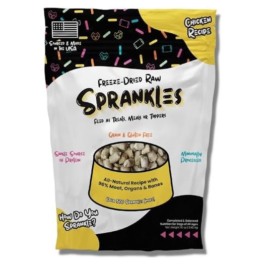 Freeze Dried Dog Food for Small & Large Breeds Dogs, 16 Oz Chicken Dog Food Toppers for Picky Eatres, Made in USA - Grain Free & All Natural Freeze Dried Dog Treats Made with 96% Meat Organs