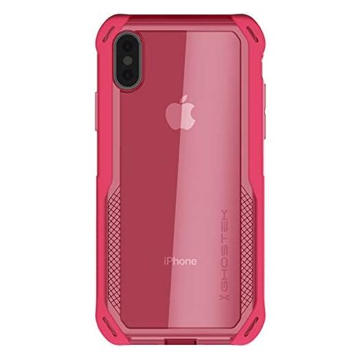 Ghostek Cloak Clear Grip iPhone Xs Case with Super Slim Fit Shock Absorbing Bumper Ultra Tough Cover with Heavy Duty Protection and Wireless Charging Compatible for 2018 iPhone Xs (5.8 Inch) - (Pink)