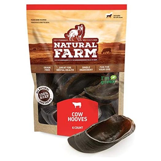 Natural Farm Cow Hooves (6-Pack) Odor-Free, All Natural Sourced from Farm-Raised Beef Hoof Dog Treats, Great Alternative to Bully Sticks or Rawhide, Dental Chew for Small, Medium, Large Breeds
