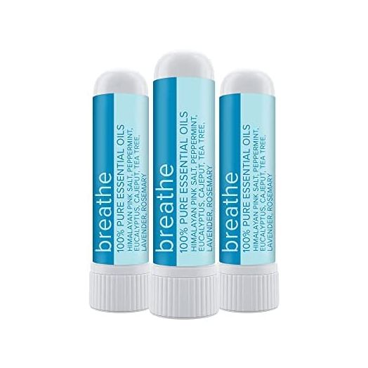 MOXE Breathe | Himalayan Salt Inhaler | Help Clear Congestion, Boost Focus and Improve Breathing | Natural Aromatherapy | Peppermint, Lavender and Tee Tree Essential Oil (3 Pack)