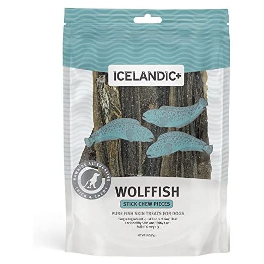 Icelandic Plus Wolffish Skin Stick Chews Dog Treat 3.0-oz Bag