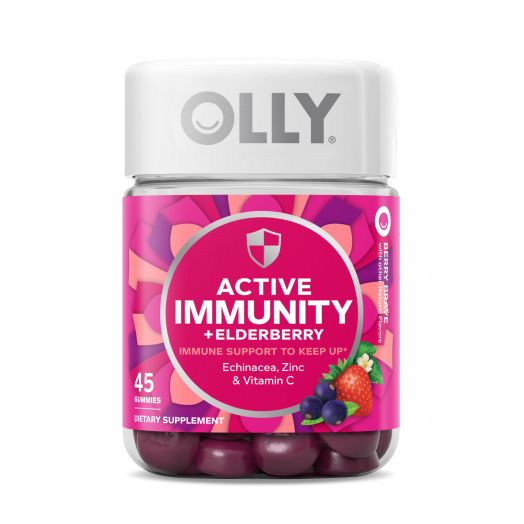 OLLY Active Immunity Gummy, Immune Support, Elderberry, Vitamin C, Berry 45 Ct