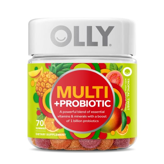 OLLY Adult Multi + Probiotic Gummies, Daily Multivitamin Supplement, 70 Ct