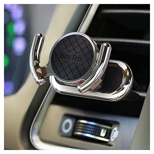 BesTrix Socket Grip Car Phone Holder, Air Vent Socket Mount Stand-Double Silicone Vent Clip|Secure Grip for GPS Navigation-360 Rotating Head, Silicone Padding, Modern Design-Fits All Smartphone