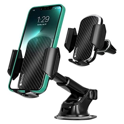 BesTrix Phone Mount for Car – Car Phone Holder Mount, Dashboard, Windshield, and Air Vent– for All Cars, Installs in Minutes – Holds All Phones up to 6.7”– Phone Holder for Car Dashboard