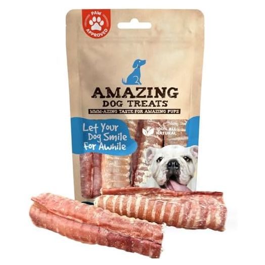 Amazing Dog Treats - 6 Inch Beef Trachea Dog Chews (5 pcs - 8 oz) - Trachea Dog Treats - NO Hide - Digestible and Safe Chews for Dogs - Glucosamine and Chondroitin for Dogs Joint Health