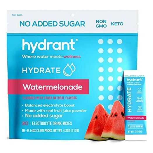 Hydrant Hydrate Electrolyte Powder Rapid Hydration Mix (Watermelonade, 30 Count)