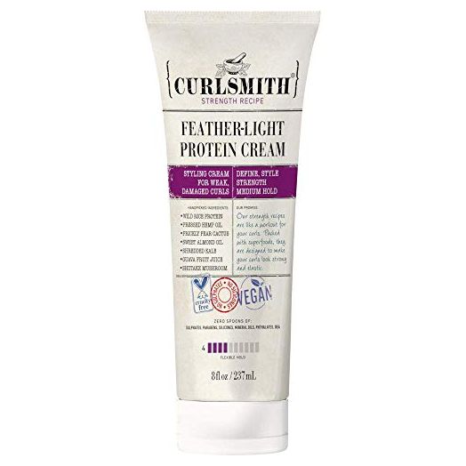 Curlsmith, Feather-Light Protein Cream, Hair Styling Cream for Weak, Damaged Curls, Medium Hold (8 fl oz)