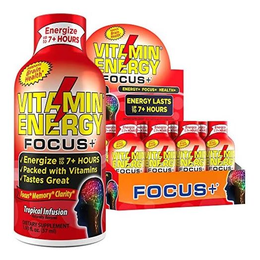 Vitamin Energy Focus+ Energy Drink Shot, Up to 7+ Hours of Energy, 1.93 Fl Oz, 12 Count