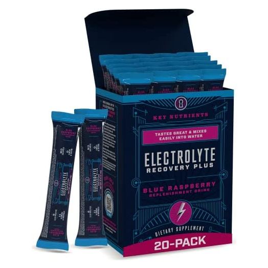 KeyNutrients Electrolytes Powder: Zero Calorie Strawberry-Kiwi/Blue Raspberry/Cherry-Pom/Raspberry Powder in 90, 40 or 20 Servings Hydration Travel Packets - Keto Electrolytes, Gluten and Carb Free
