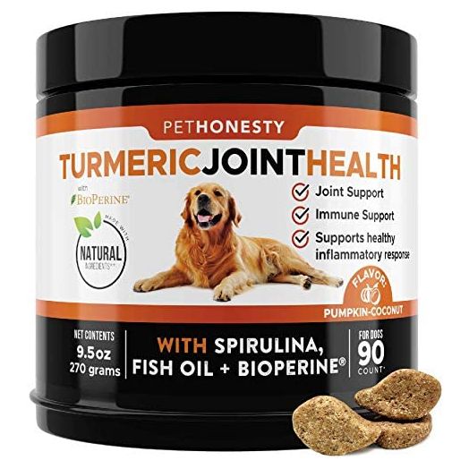PetHonesty Turmeric Joint Health for Dogs - Hip & Joint Supplement Soft Chews with Turmeric, BioPerine, Fish Oil & Coconut to Support Joint Health, Ease Stiffness - Promotes Digestive & Immune Health