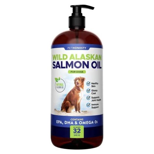 PetHonesty Wild Alaskan Salmon Oil for Dogs - Omega-3 for Dogs - Pet Liquid Food Supplement - EPA + DHA Fatty Acids, May Reduce Shedding & Itching - Supports Joints, Brain & Heart Health