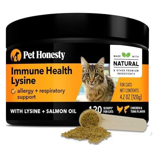 Pet Honesty Immune Health Lysine - Supplement Powder for Cats - Immune Health, Cat Allergy Relief - Sneezing, Runny Nose, Watery Eyes - Cats & Kittens of All Ages - Omega 3s, L-Lysine - Chicken & Fish