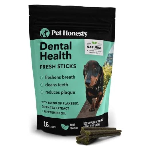 PetHonesty Oral Hygiene Fresh Sticks - Dental Sticks for Dogs - Natural Dental Dog Chews - Freshen Dog Breath, Reduce Plaque + Tartar - 16 Sticks