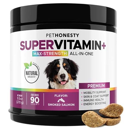 PetHonesty 10 in 1 Dog Multivitamin with Glucosamine - Essential Dog Supplements & Vitamins - Glucosamine Chondroitin, Probiotics, Omega Fish Oil for Dogs Health & Heart- Dog Health Supplies