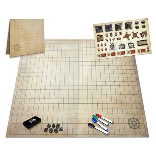 The Battle Grid Game Board, 23x27, Dry Erase Square & Hex RPG Miniatures Mat, Tabletop Role-Playing Dice Map