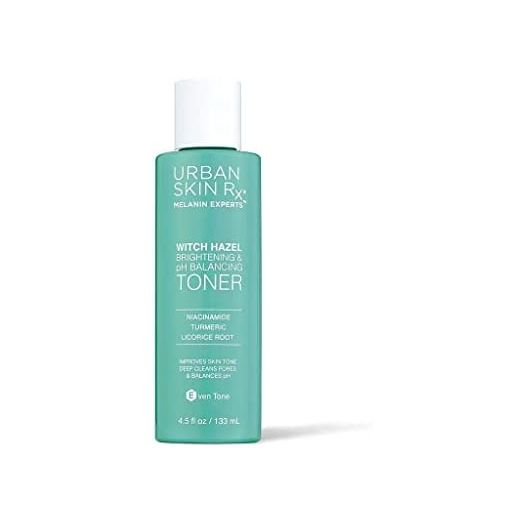 Urban Skin Rx Witch Hazel Brightening & pH Balancing Toner | Antioxidant Treatment Clarifies Pores + Improves the Appearance of Uneven Skin Tone, Formulated with Niacinamide and Glycolic Acid | 4.5 Oz
