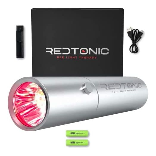 Exerscribe Red Light Therapy for Face and Body Use - RedTonic Handheld LED Infrared Light Device with 630nm, 660nm & 850nm Wavelengths