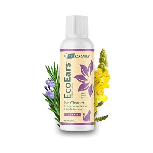 Vet Organics EcoEars Cat Ear Cleaner. Natural Multi-Action Formula. for Itch, Head Shaking, Discharge & Smell. Naturally Cleanses Away Common Problems. 100% Guaranteed (4 oz)