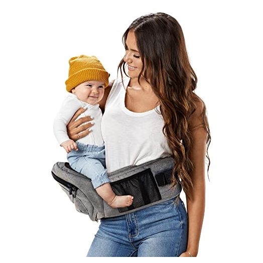 Tushbaby - Safety-Certified Hip Seat Baby Carrier - Mom’s Choice Award Winner, Seen on Shark Tank, Ergonomic Carrier for Newborns & Toddlers, Grey